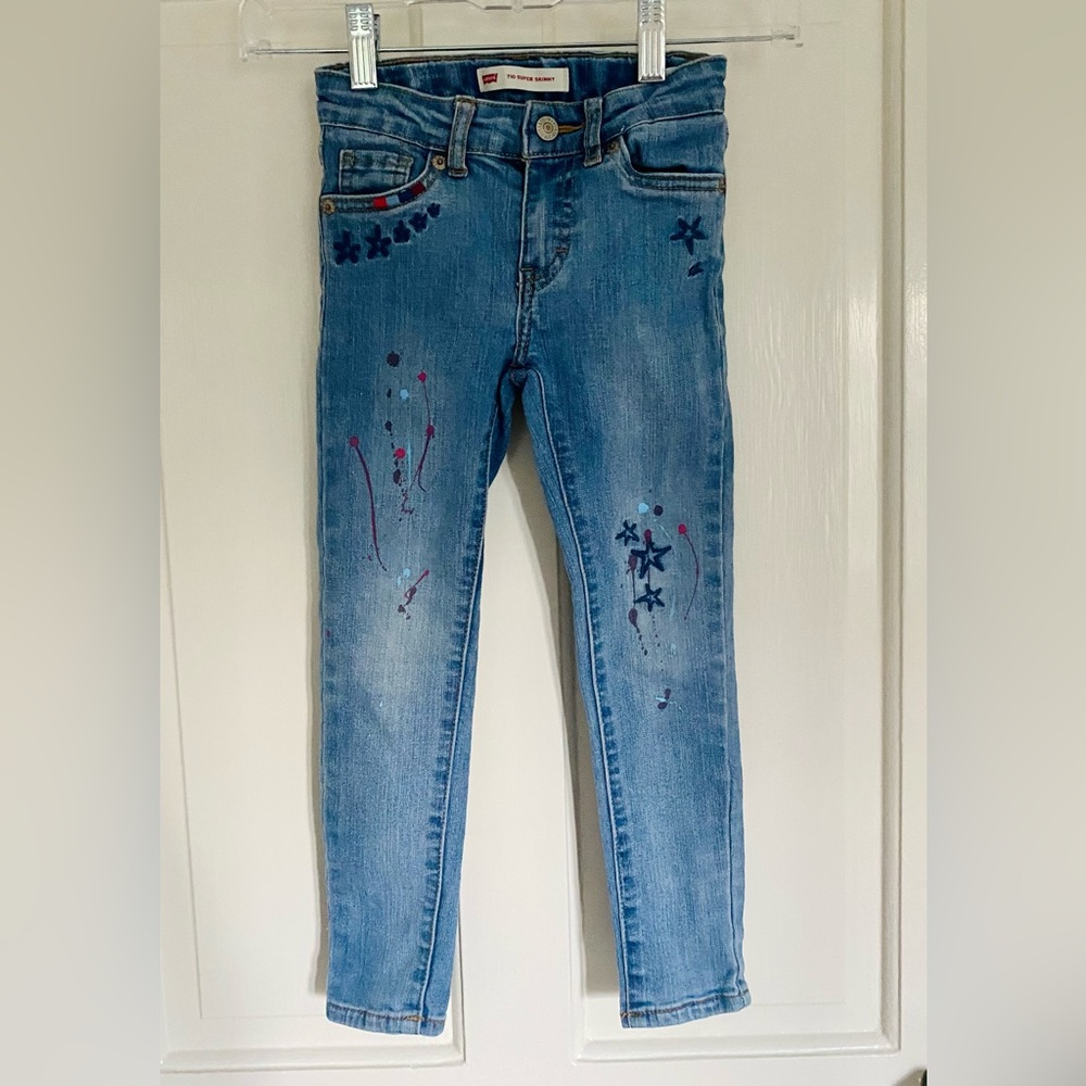 Levi’s Girls 710 Super Skinny Jeans Star Paint, 6